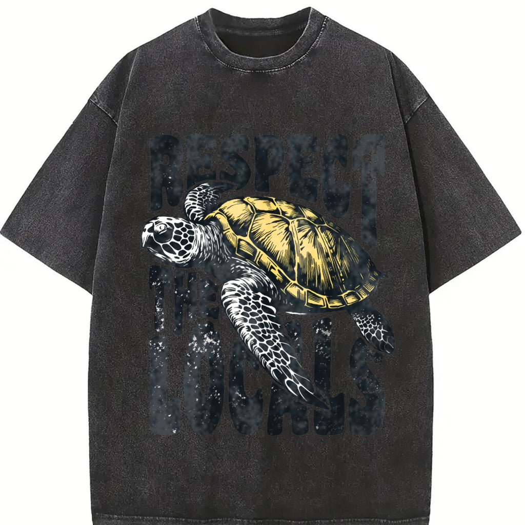 Respect The Locals Sea Turtle 90s Vintage Washed T-Shirt product image 2