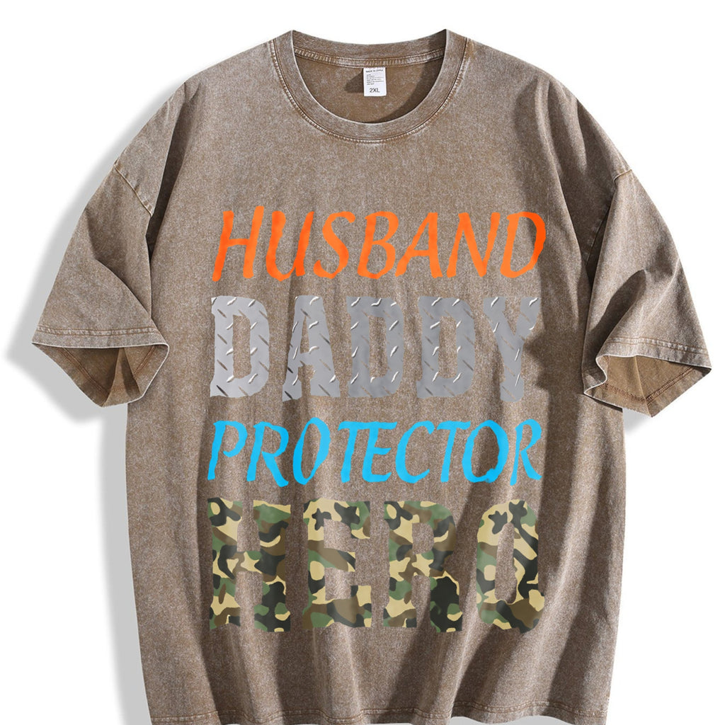 Husband Daddy Protector Hero Vintage Washed T-Shirt product image 3