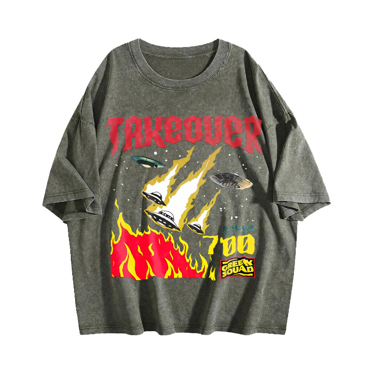 Takeover UFO Alien Fire Vintage Washed T-Shirt product image 4