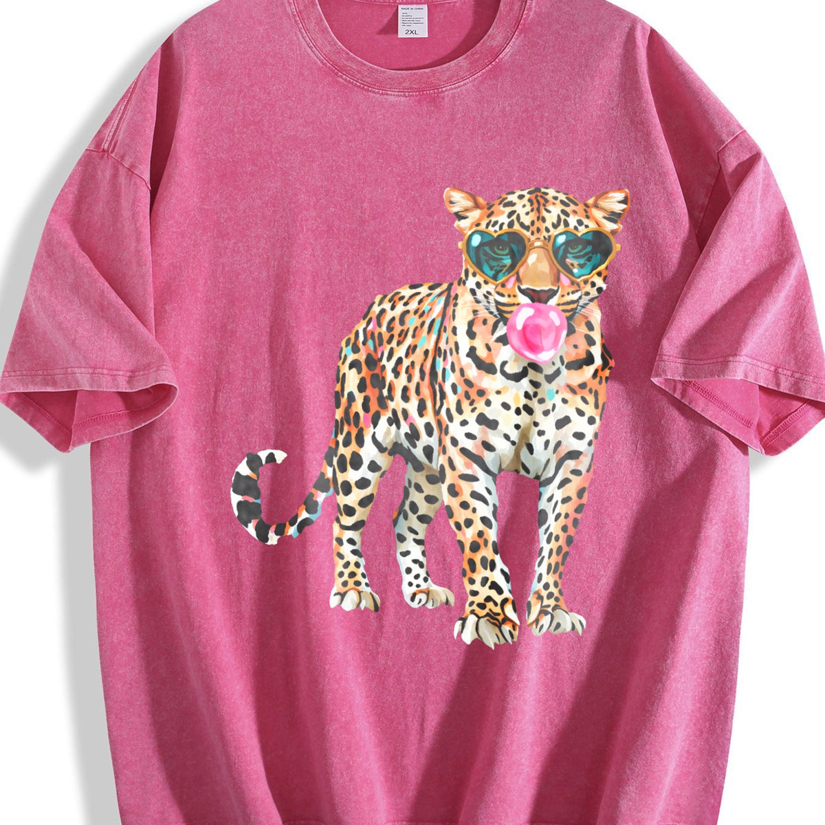 Leopard with Sunglasses and Bubblegum Vintage Washed T-Shirt product image 7