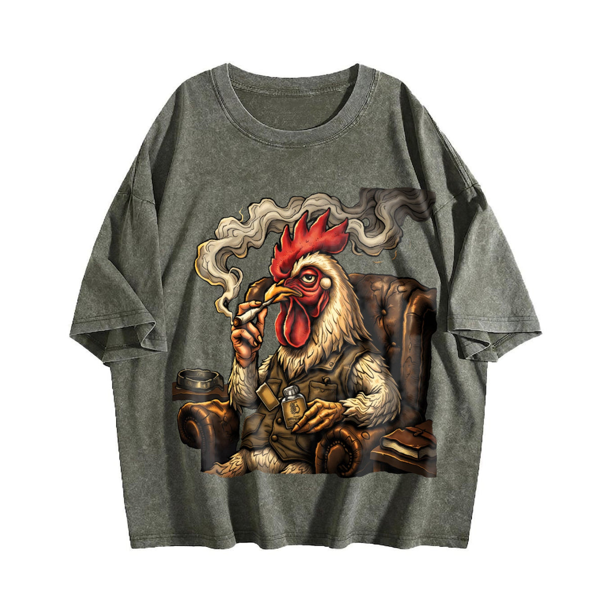 Rooster In Armchair 100 Y2K Boxy Aesthetic Vintage Washed product image 4