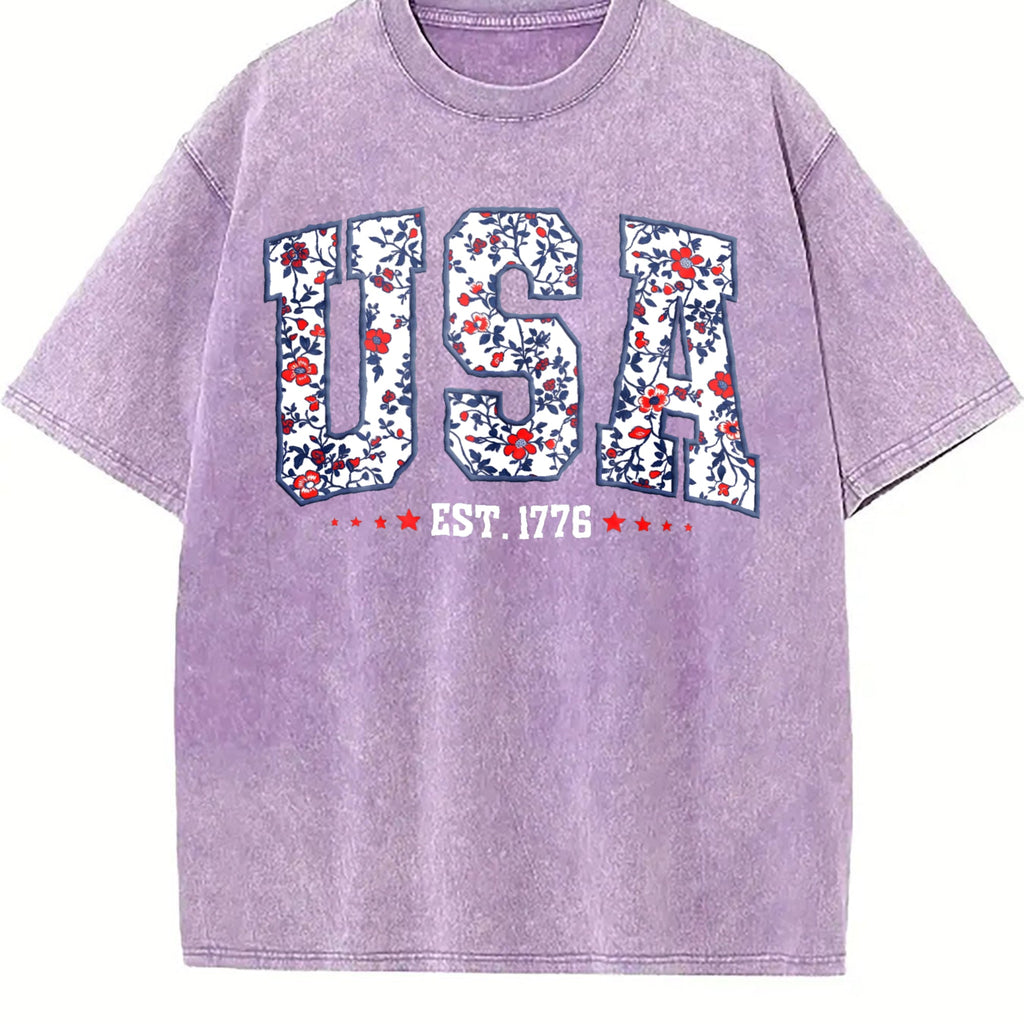 Floral USA Vintage Washed T-Shirt product image 6