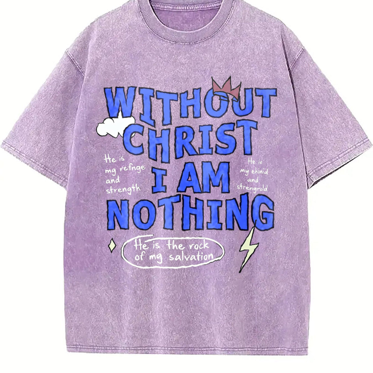 100 Boxy Christian Faith Letter White Vintage Washed T-Shirt product image 6