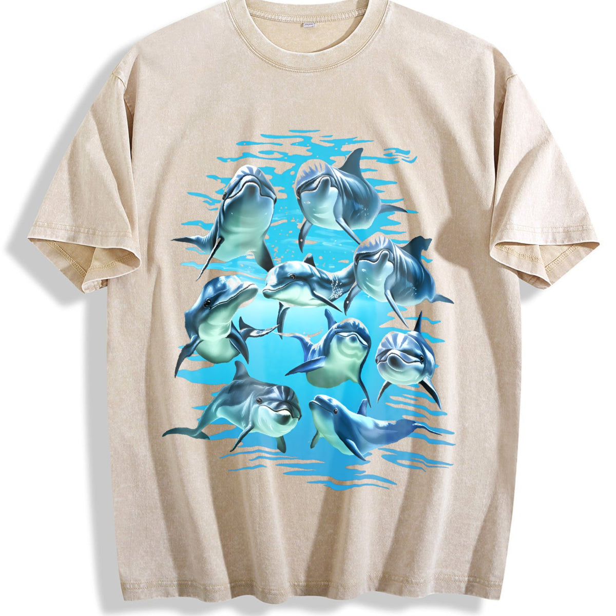 Playful Dolphins Ocean Vintage Washed T-Shirt product image 1