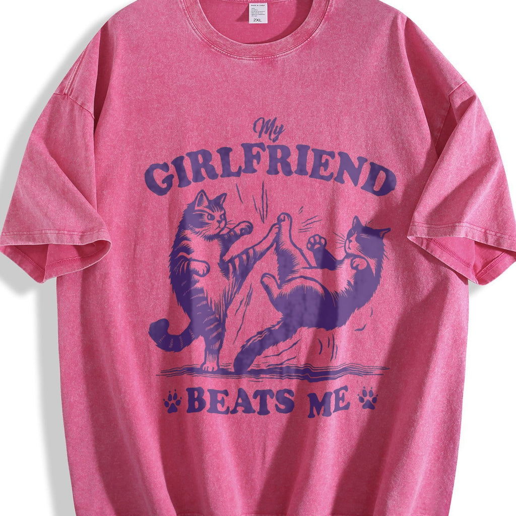 Couple Cat Fighting 90s Vintage Washed T-Shirt product image 7