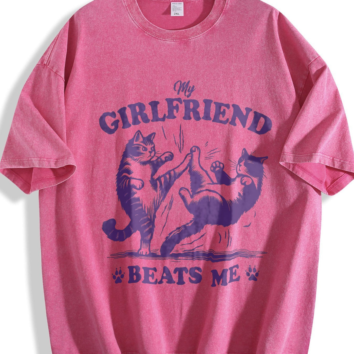 Couple Cat Fighting 90s Vintage Washed T-Shirt product image 7