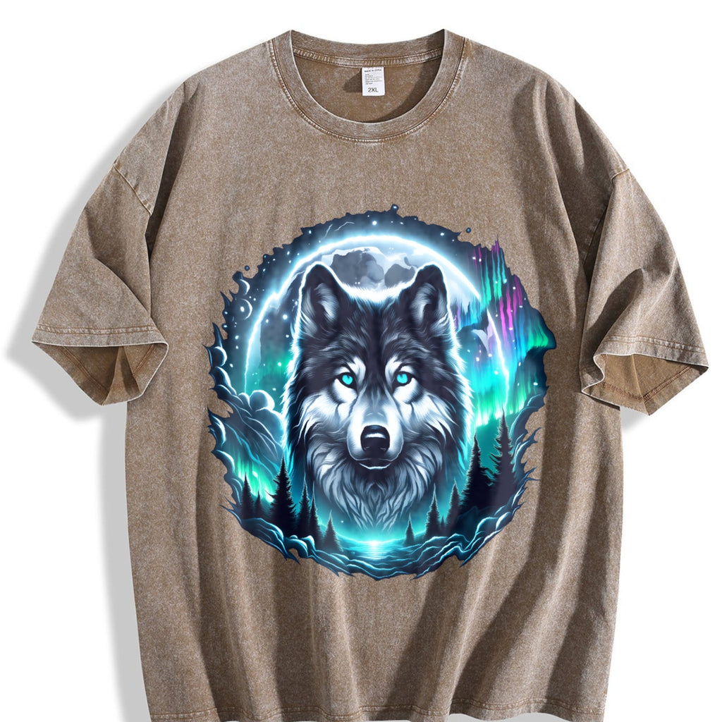 Wolf At The Moon Vintage Washed T-Shirt product image 3