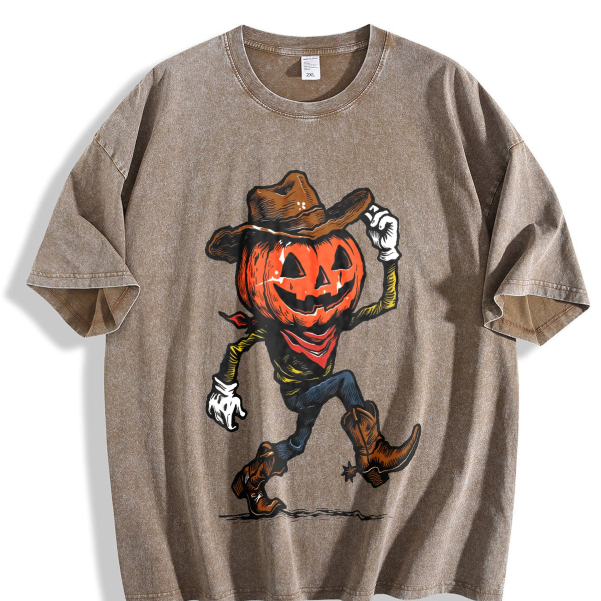Pumpkin Cowboy Vintage Washed T-Shirt product image 3