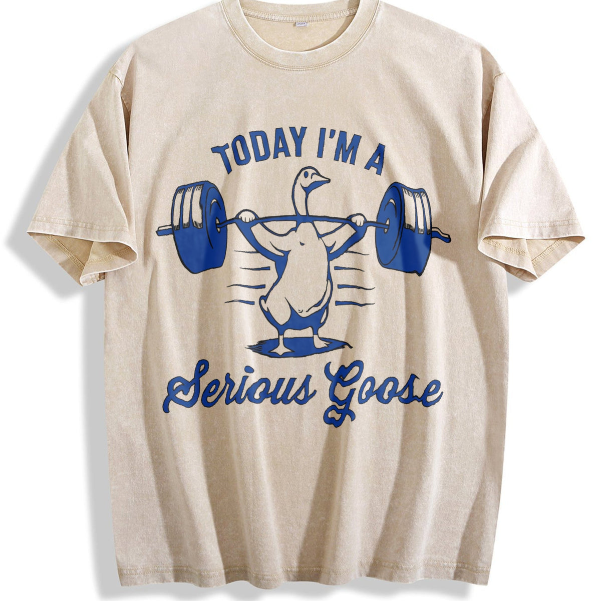 Serious Goose Lifting Weights Vintage Washed T-Shirt product image 1