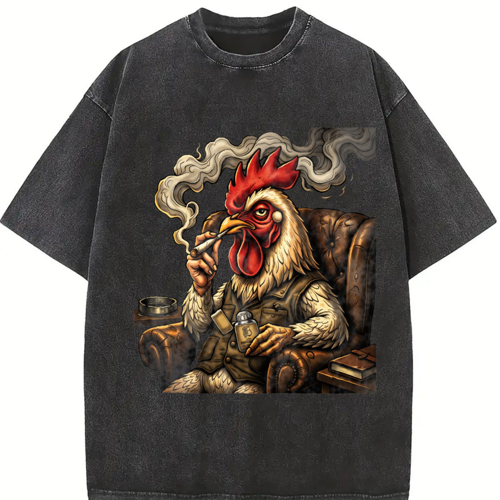 Rooster In Armchair 100 Y2K Boxy Aesthetic Vintage Washed product image 2