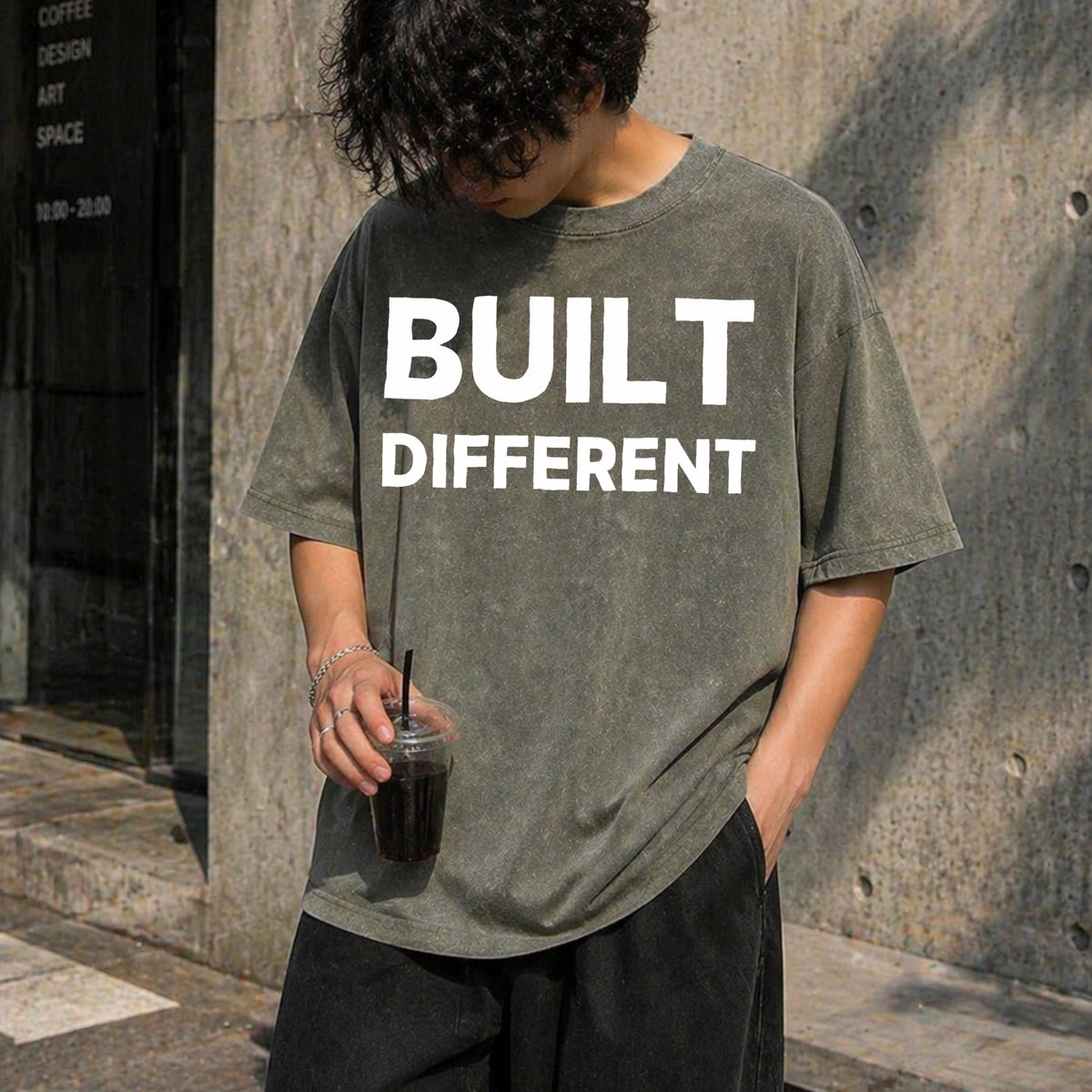 Wyc - With Built Different Slogan Vintage Washed T-Shirt product image 4