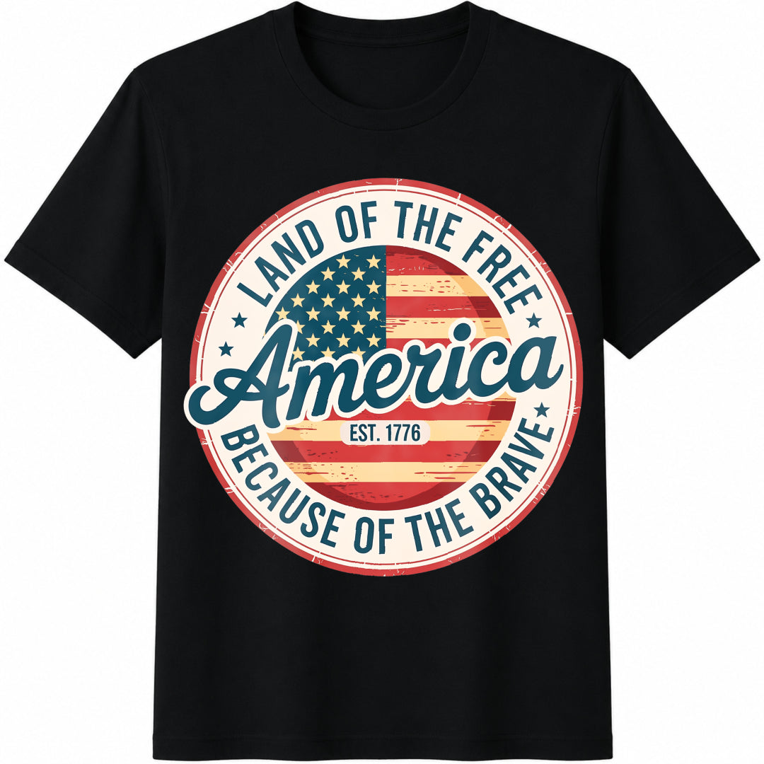 America Land Of The Free Because Of Brave Cotton T-Shirt product image 1