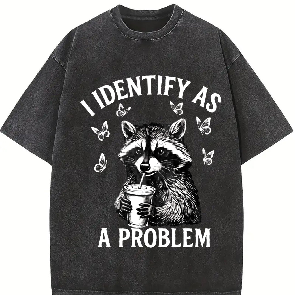 Raccoon Lover And Coffee Addict Vintage Washed T-Shirt product image 2