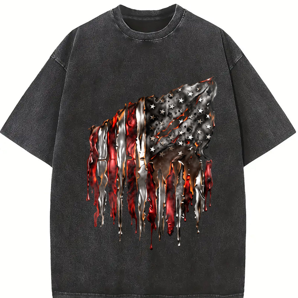 American Flag 100 Y2K Boxy Aesthetic Vintage Washed T-Shirt product image 2