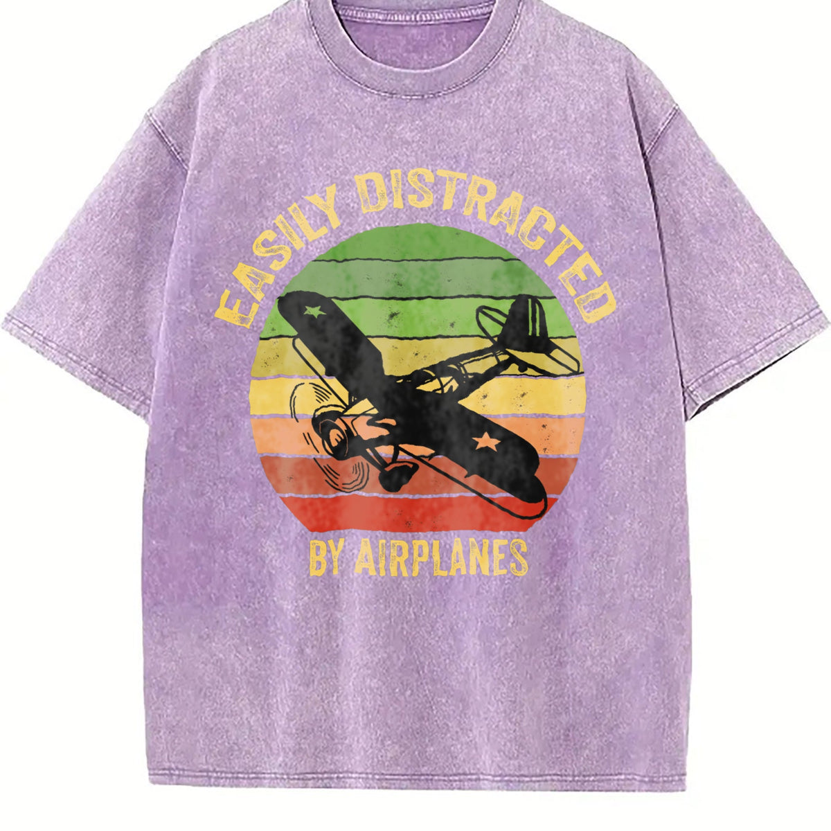 Easily Distracted By Airplanes Vintage Washed T-Shirt product image 6