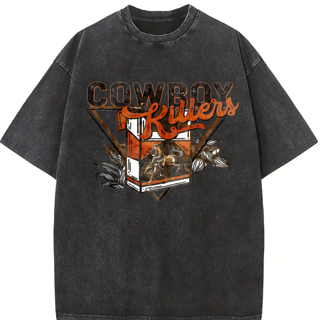 Front Back Western Cowboy Vintage Washed T-Shirt product image 2