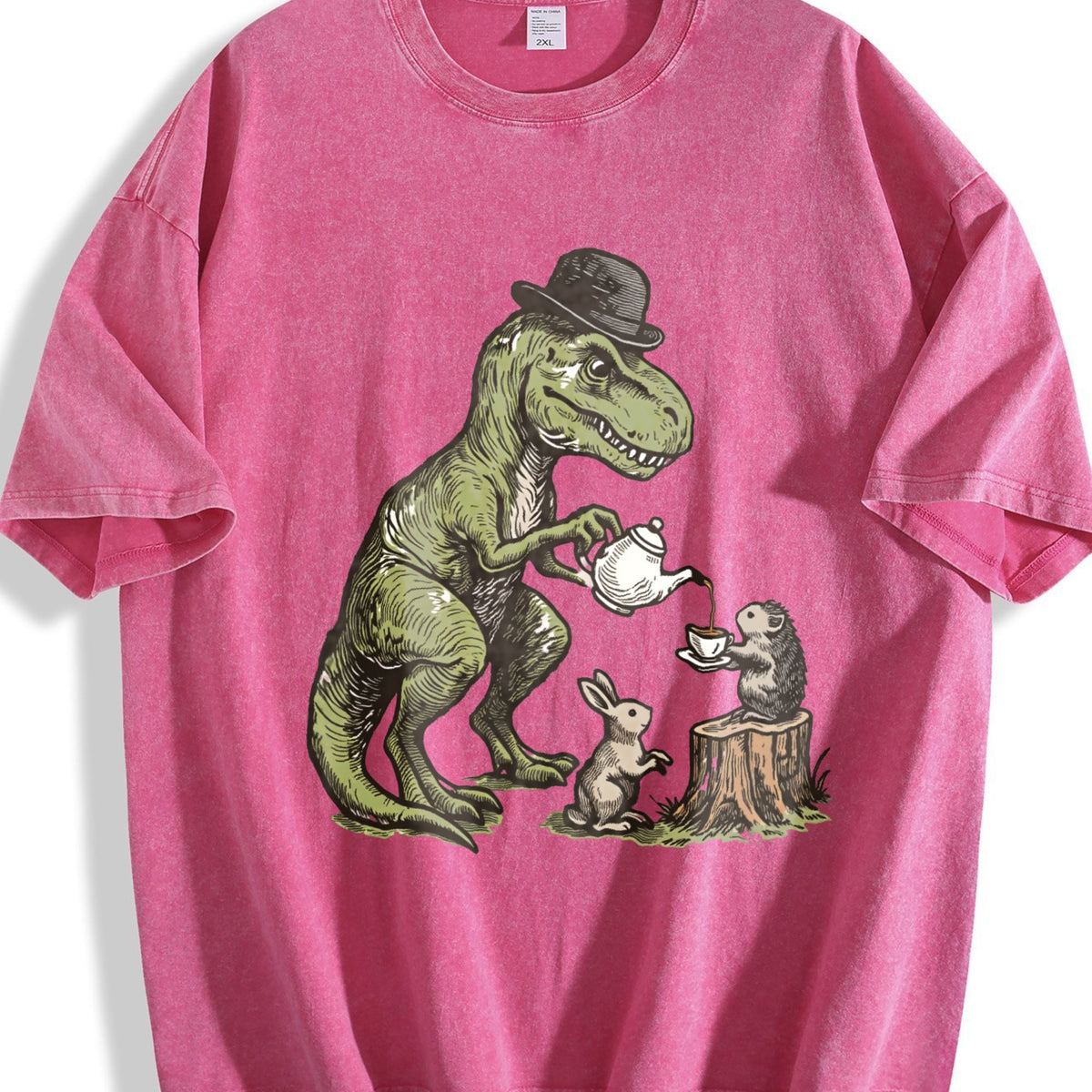 T-rex Tea Party Vintage Washed T-Shirt product image 7
