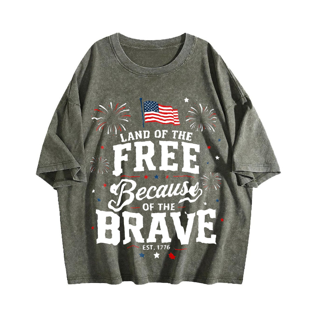 4th Of July - Land Free Because Brave Patriotic Red Vintage product image 4