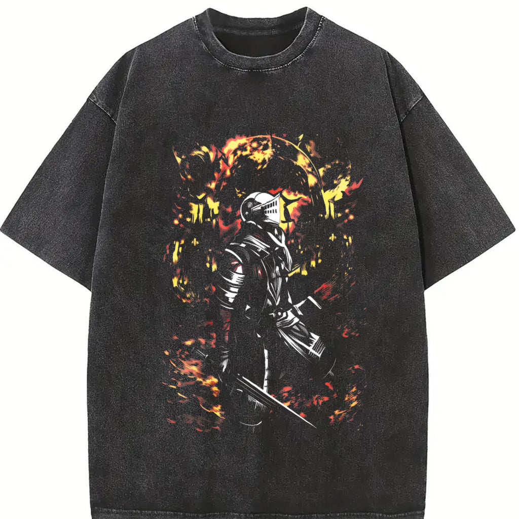 Y2K Dark Fantasy Knight Vintage Washed T-Shirt product image 2