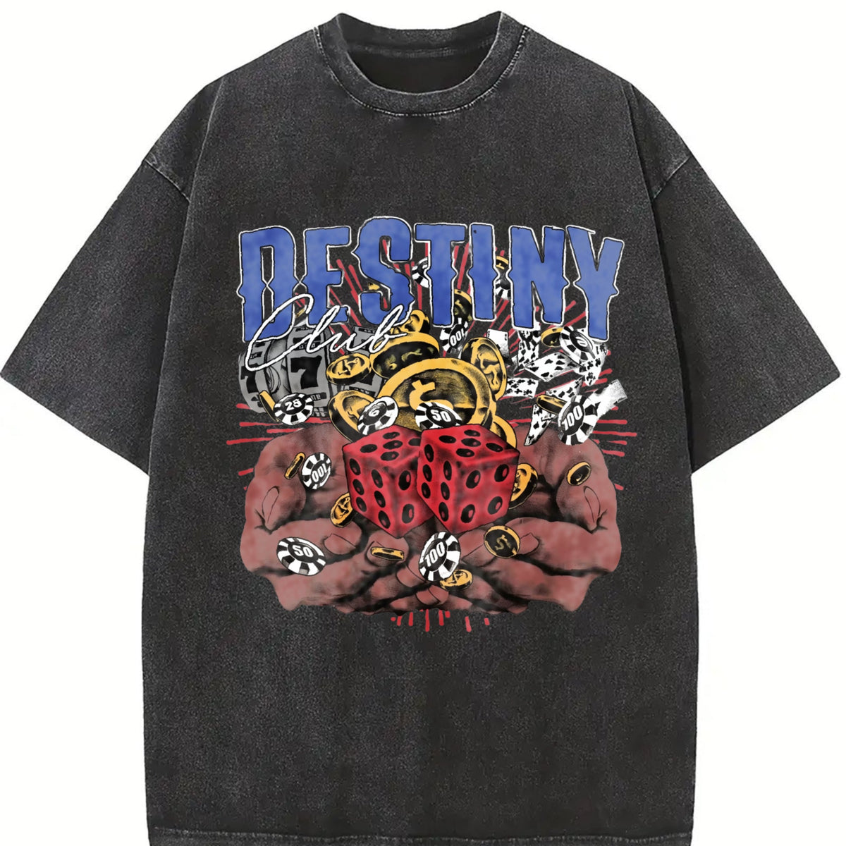 Destiny Club Casino Dice White Vintage Washed T-Shirt product image 2