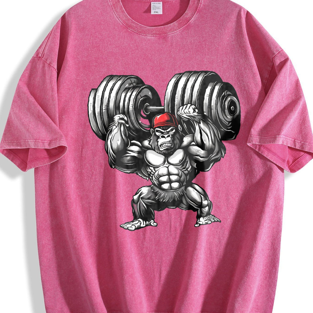 Muscular Gorilla With A Dumbbell Vintage Washed T-Shirt product image 7