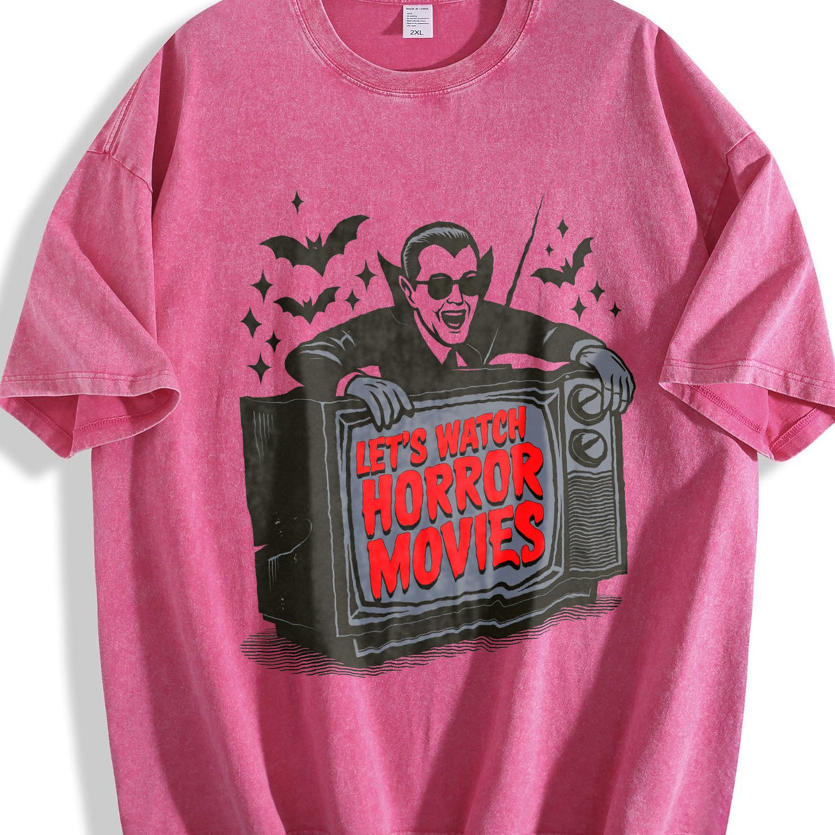 Vampire Let's Watch Horror Movies Vintage Washed T-Shirt product image 7