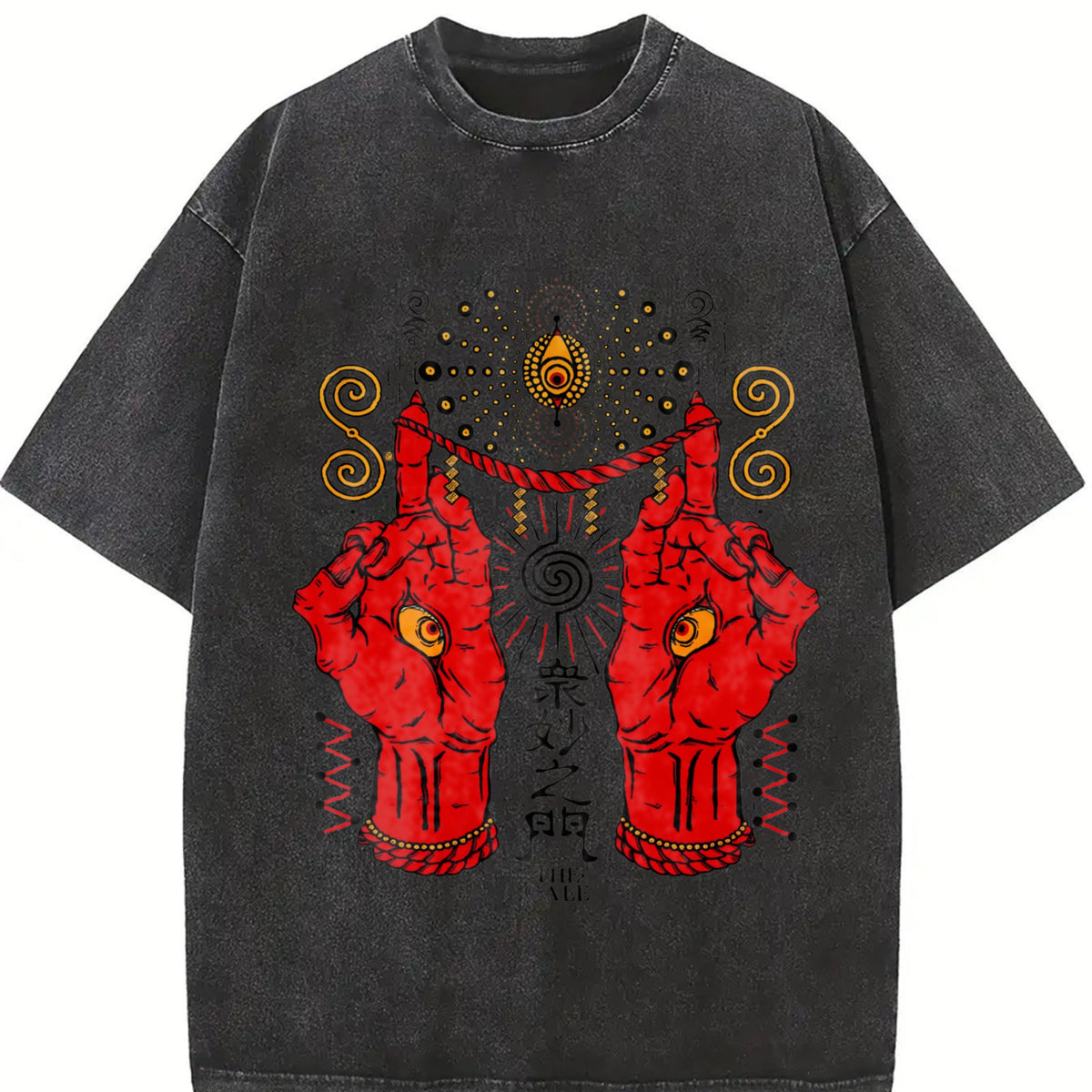 Occult Red Hand & All-seeing Eye Vintage Washed T-Shirt product image 2