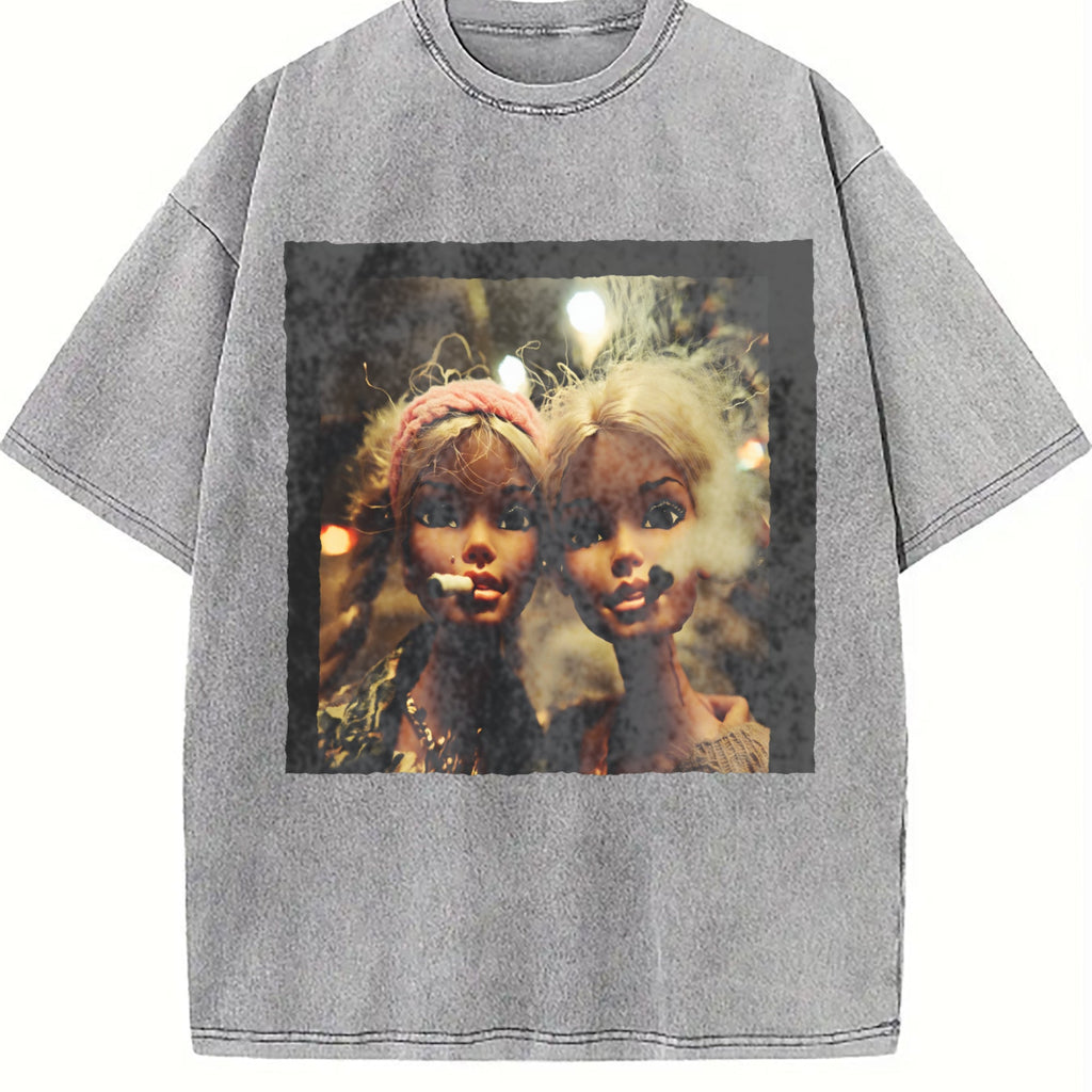 Funny Messy Doll Duo Vintage Washed T-Shirt product image 5