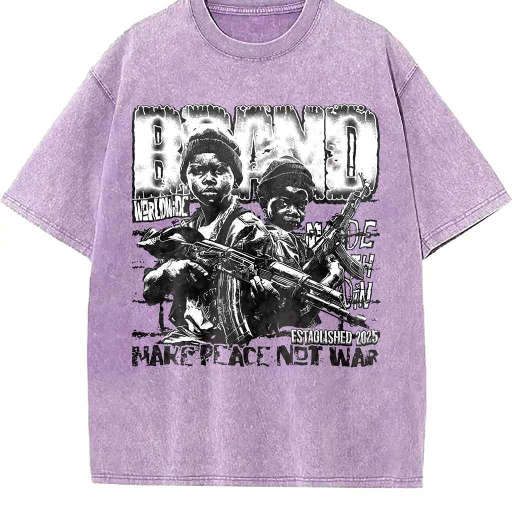 Make Peace Not War Soldier Art Vintage Washed T-Shirt product image 6