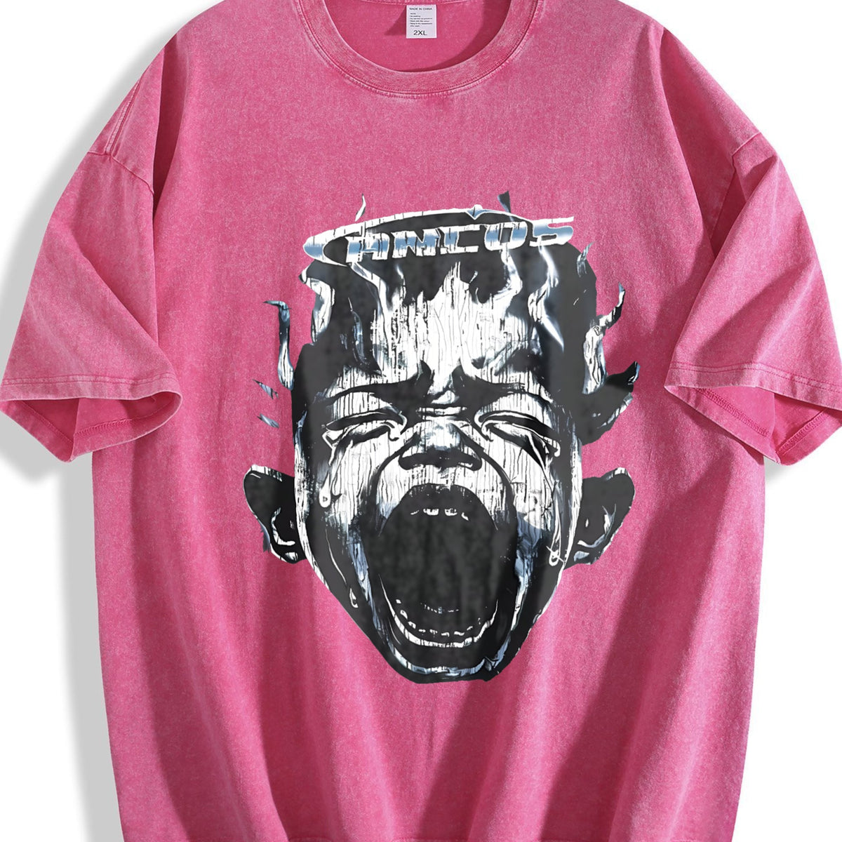 Screaming Face Flame Vintage Washed T-Shirt product image 7