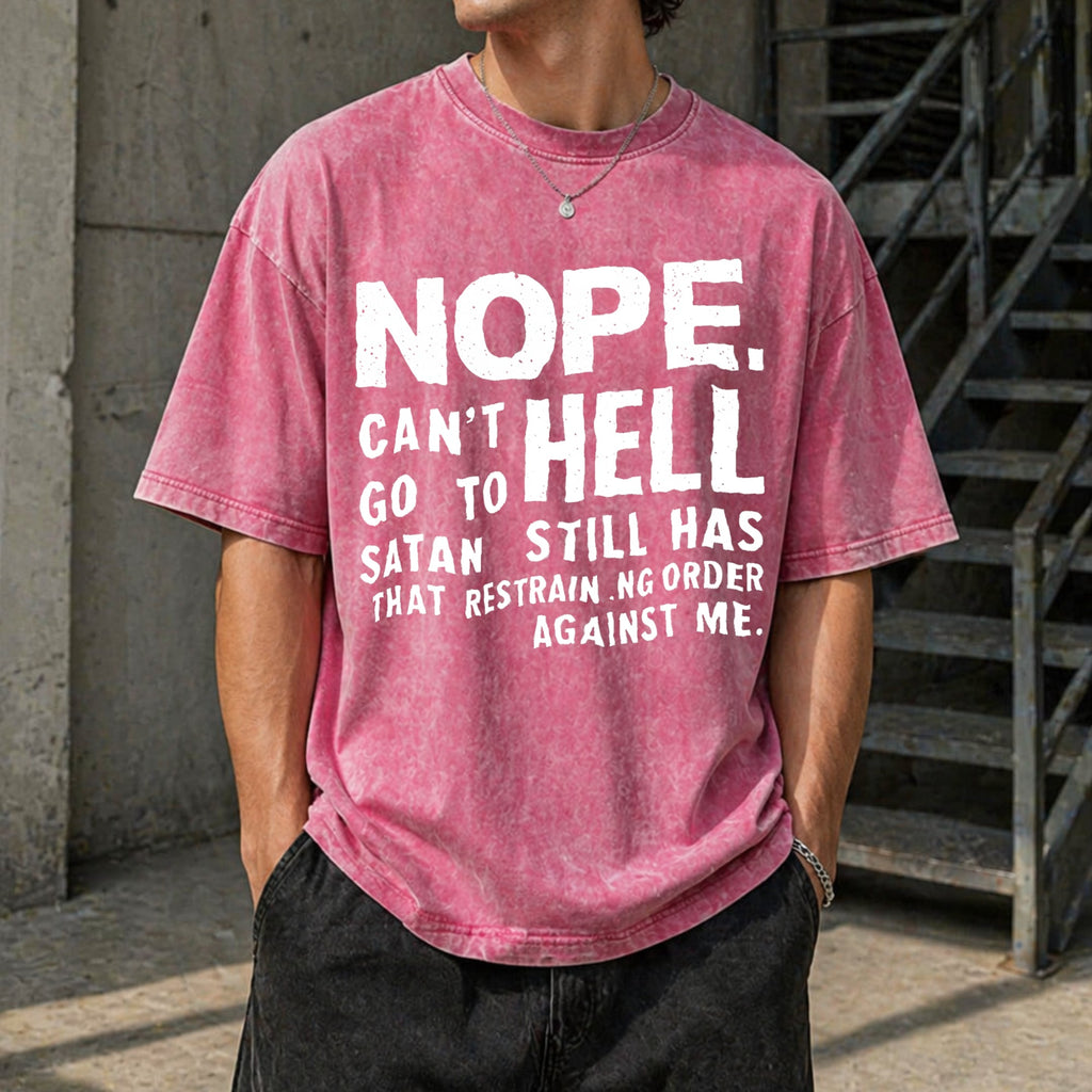 Nope Can't Go to Hell Slogan Vintage Washed T-Shirt product image 7