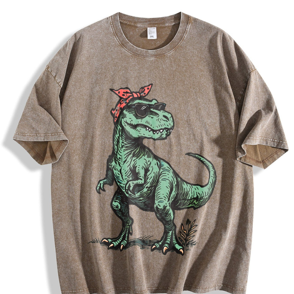 T-rex Bandana Sunglasses Vintage Washed T-Shirt product image 3