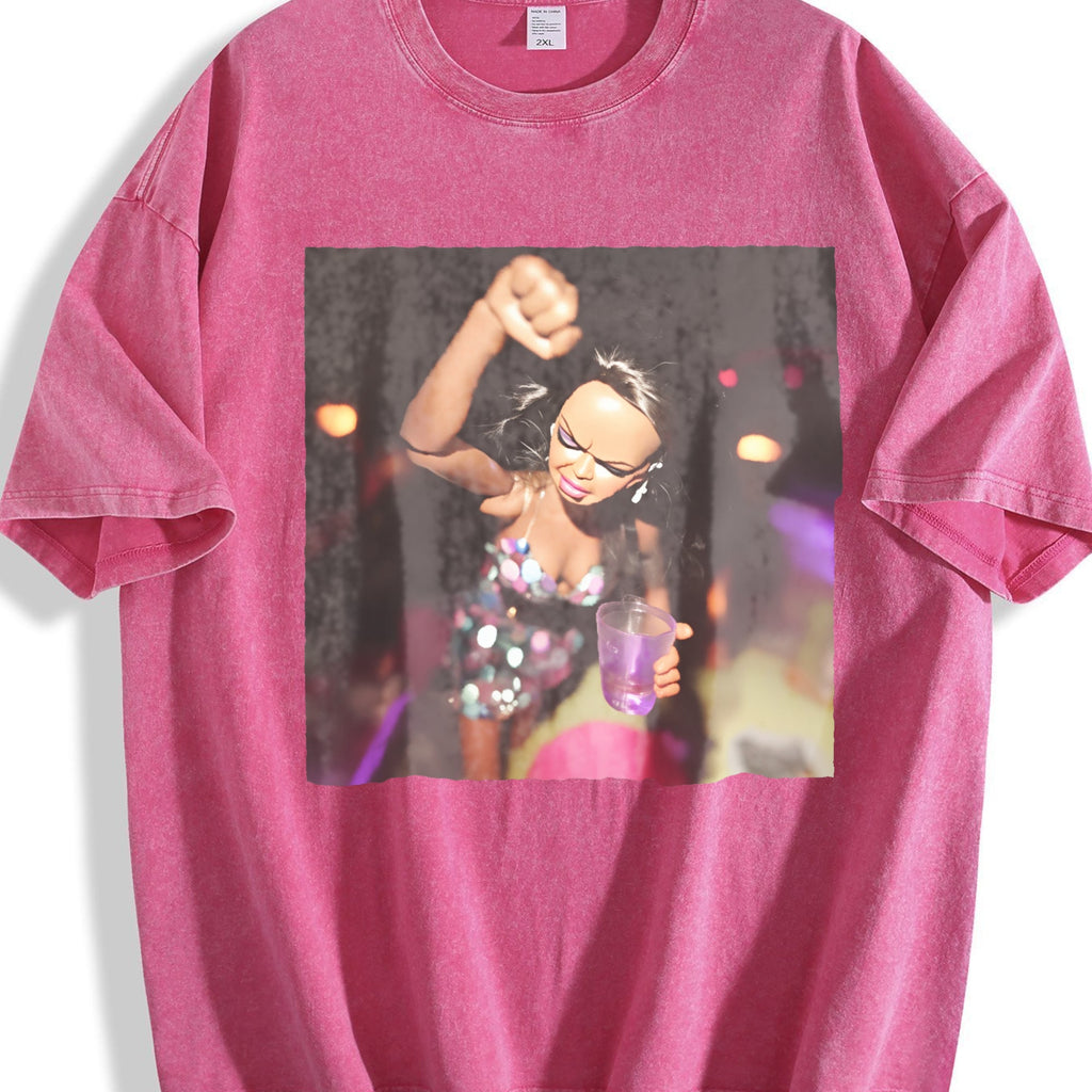 Doll Dancing with a Party Drink Vintage Washed T-Shirt product image 7
