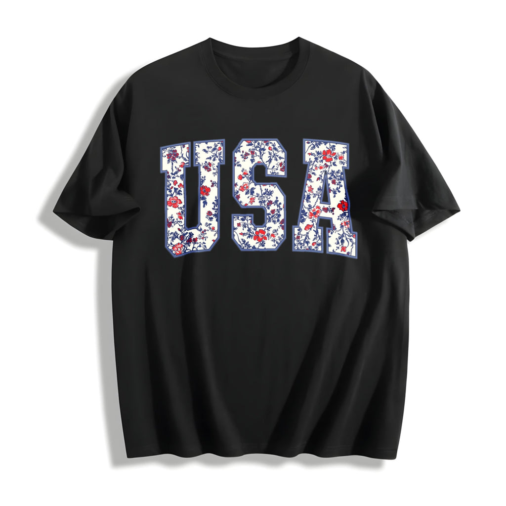 Floral USA Cotton T-Shirt product image 1
