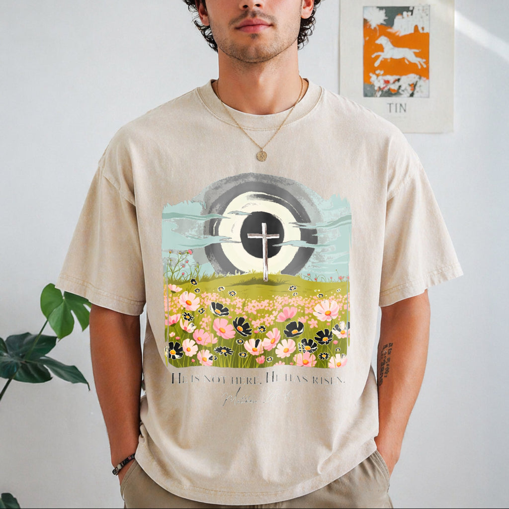 Christian Easter He Is Risen Vintage Washed T-Shirt product image 8