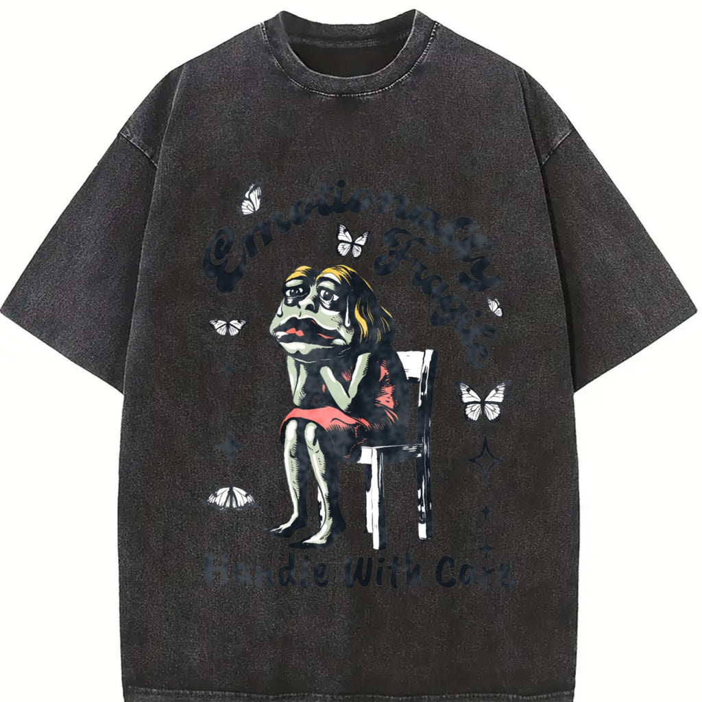 Frog Woman With Tears Emotionally Vintage Washed T-Shirt product image 2