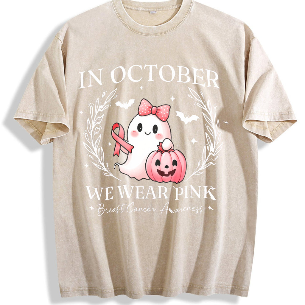 In October We Pink Ghost Vintage Washed T-Shirt product image 1