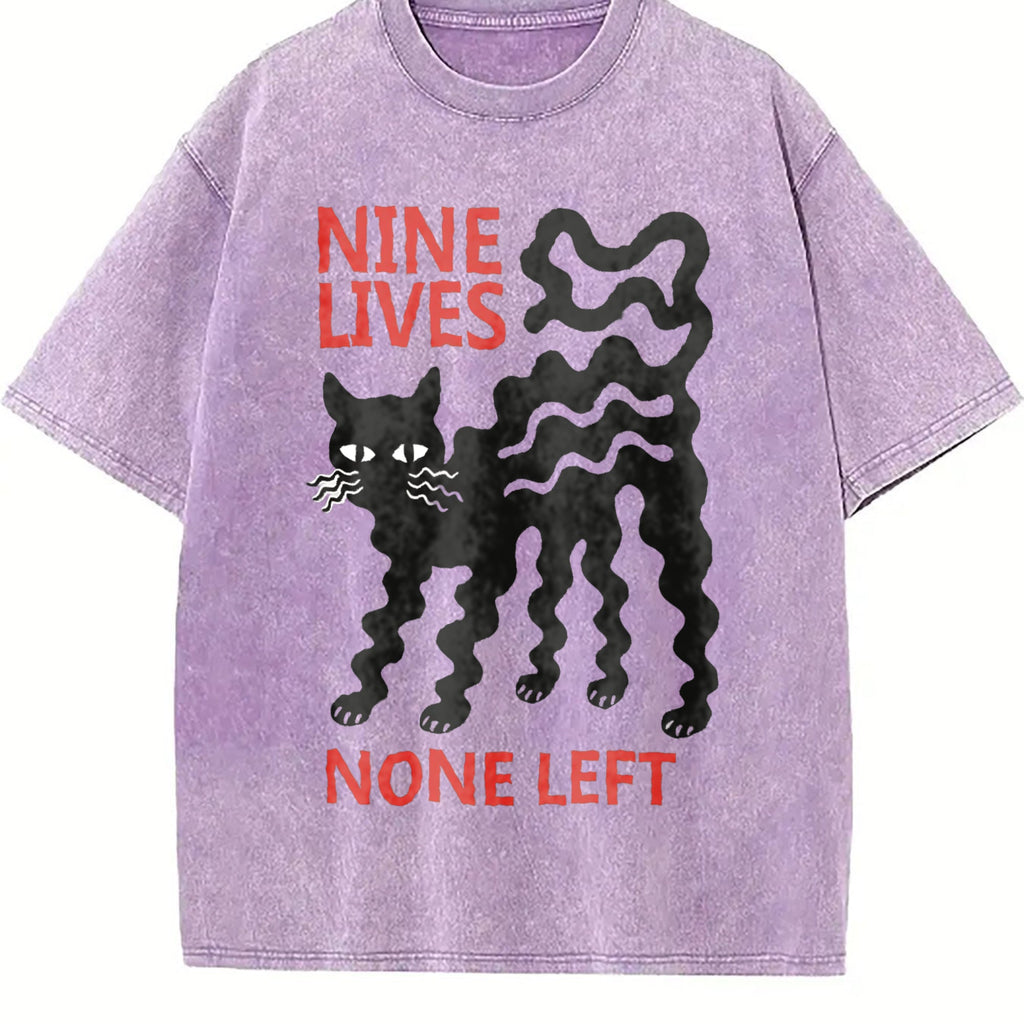 Nine Lives Cat Vintage Washed T-Shirt product image 6