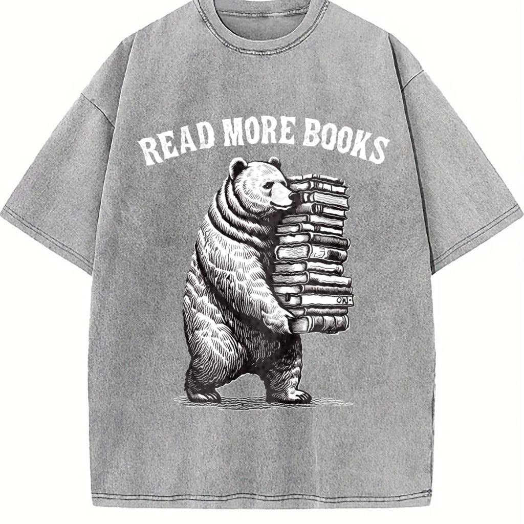 Funny Read More Books Bear 90s Vintage Washed T-Shirt product image 5