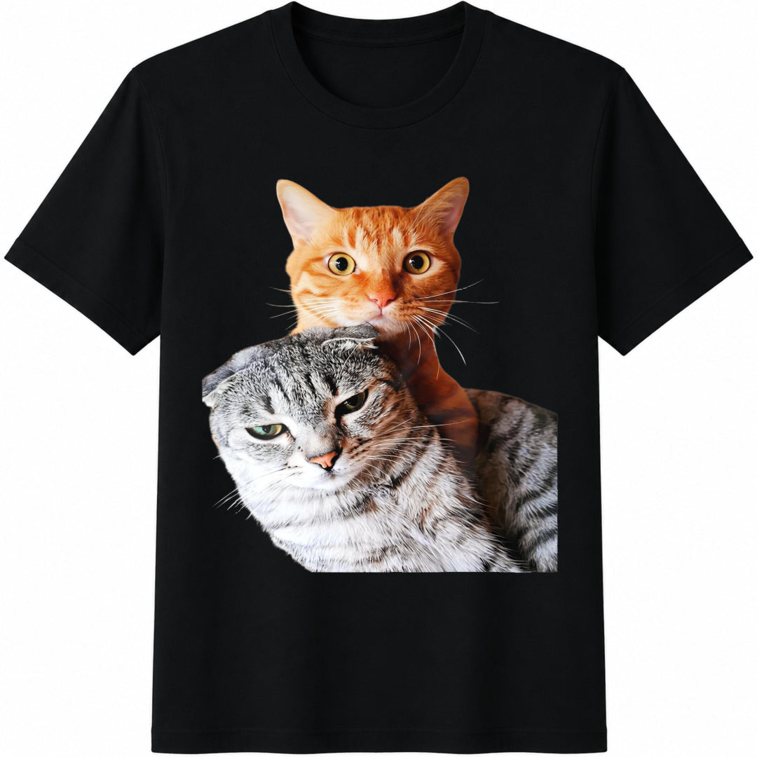 Funny Cat Duo Cotton T-Shirt product image 1