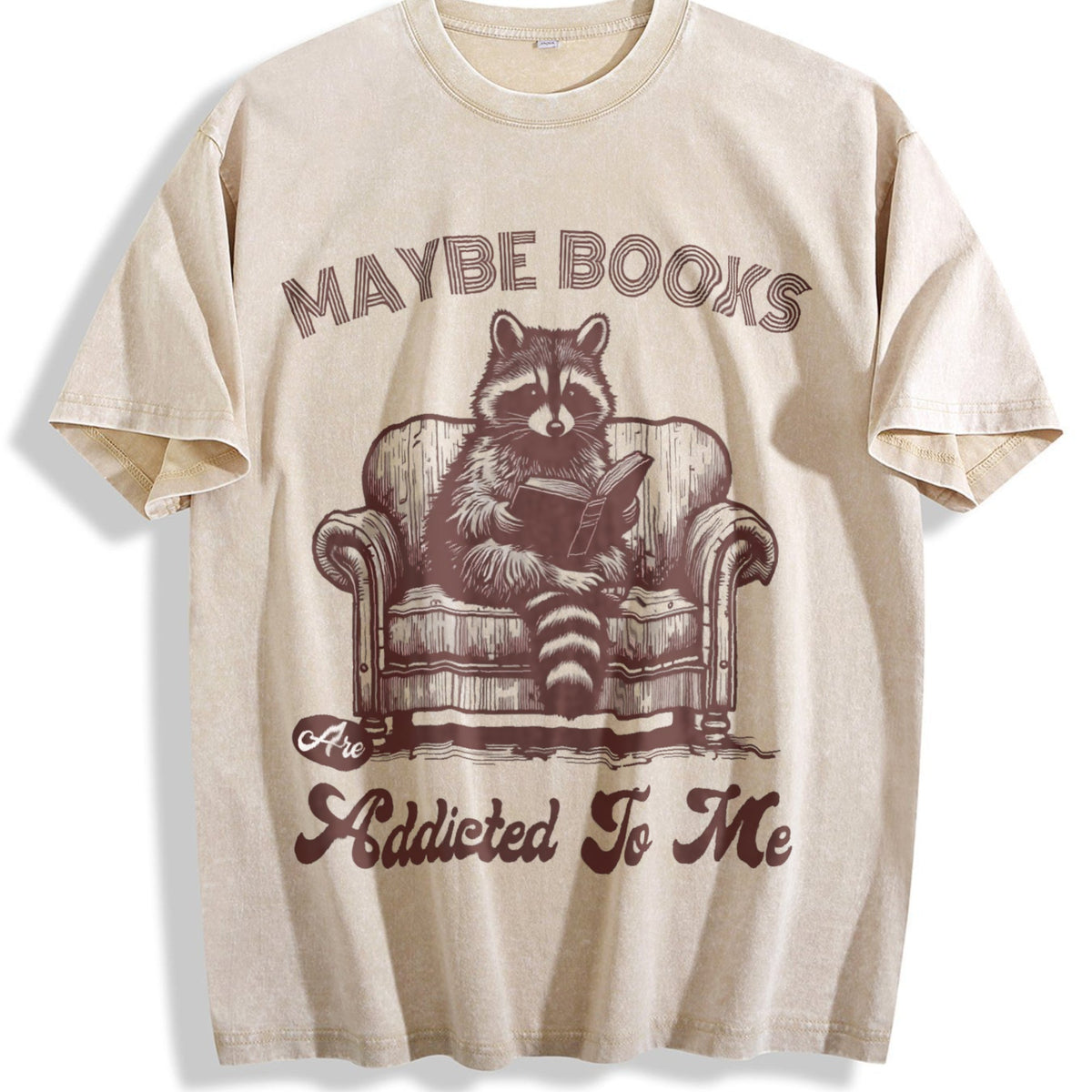 Raccoon Reading Book 90s Vintage Washed T-Shirt product image 1