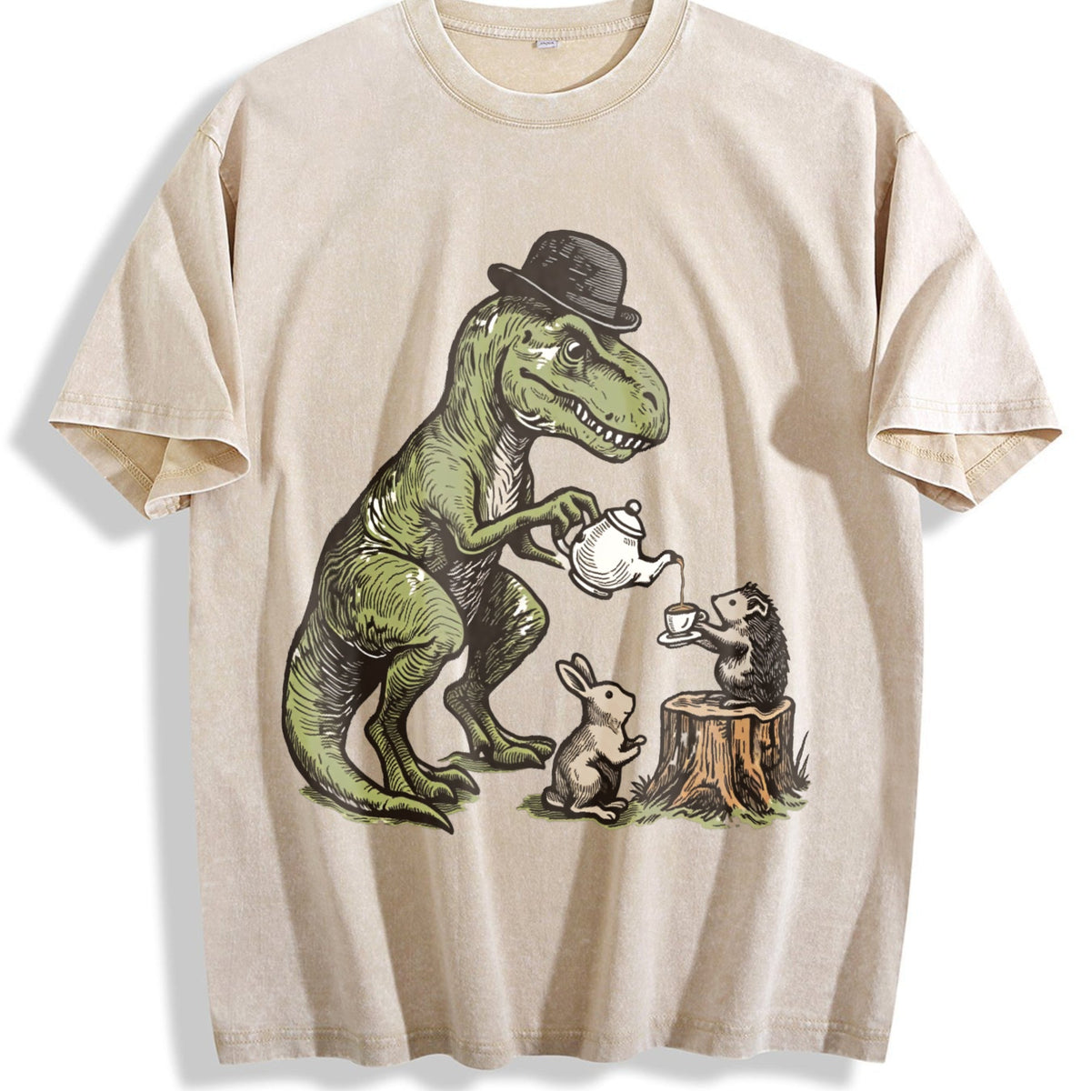 T-rex Tea Party Vintage Washed T-Shirt product image 1
