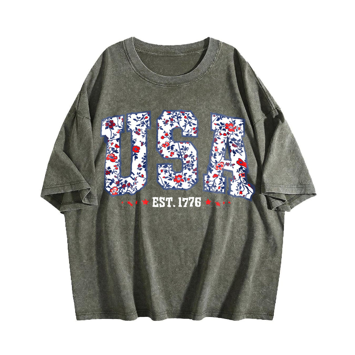 Floral USA Vintage Washed T-Shirt product image 4