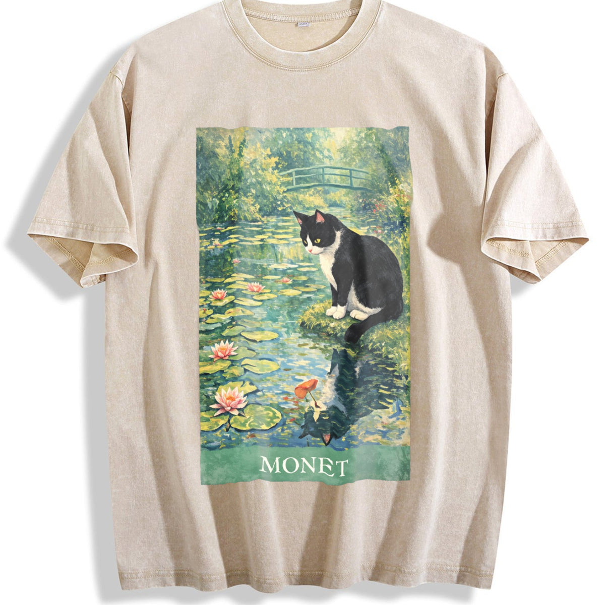 Monet Cat Art Vintage Washed T-Shirt product image 1