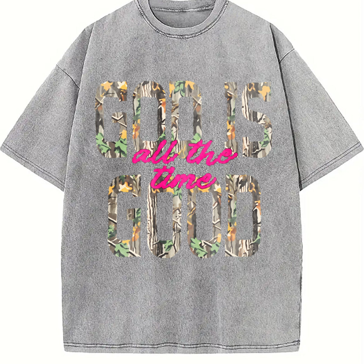 God Is Good All the Time Floral Vintage Washed T-Shirt product image 5