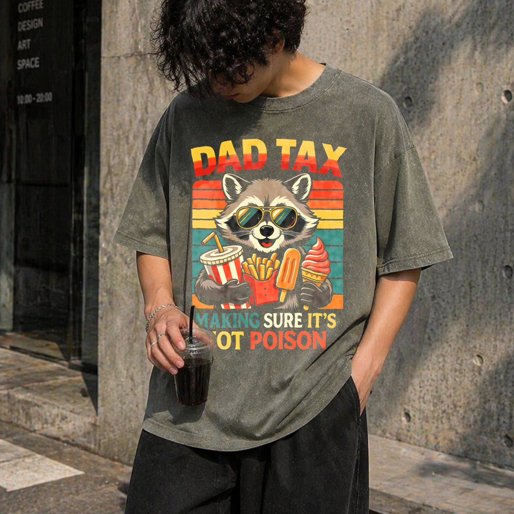 Dad Tax Raccoon Vintage Washed T-Shirt product image 4