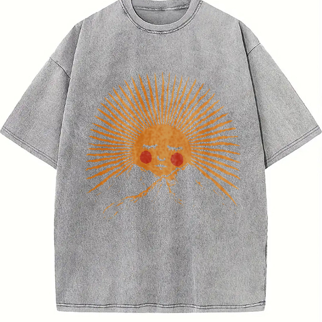 Golden Sun Mountain Face Vintage Washed T-Shirt product image 5