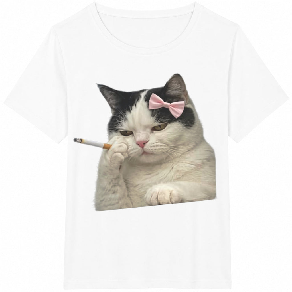 Funny Smoking Cat Cotton T-Shirt product image 2