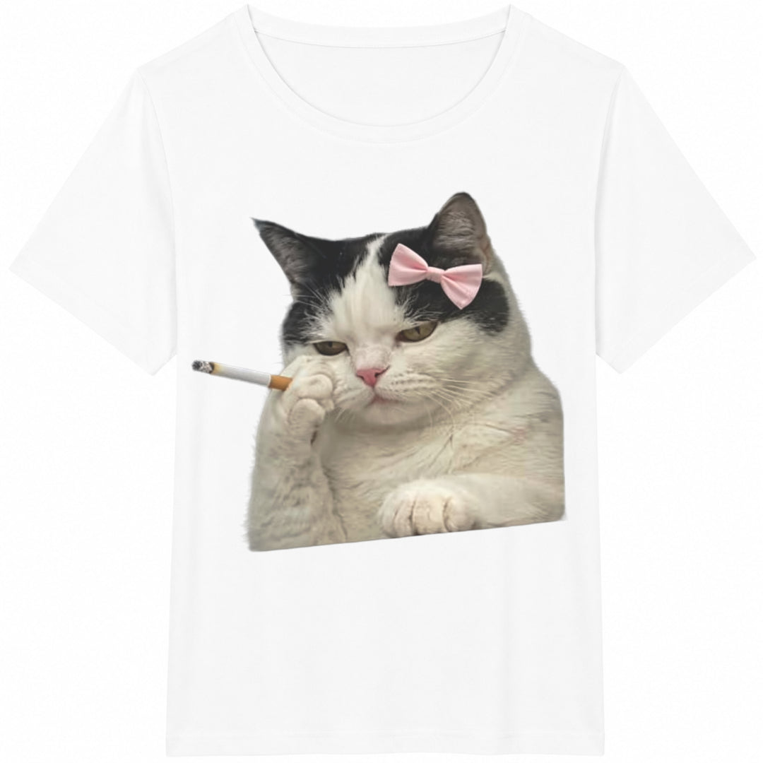 Funny Smoking Cat Cotton T-Shirt product image 2