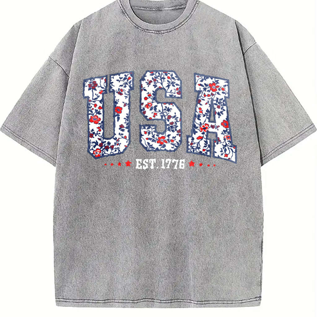 Floral USA Vintage Washed T-Shirt product image 5